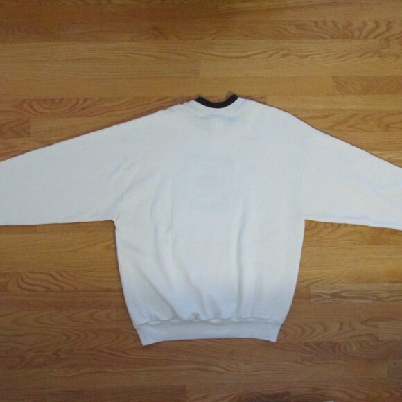 MZ ENERGY WOMEN'S SIZE L SWEAT SHIRT IVORY W APPLIQUE CALICO QUILT FOLK ART EMBR - Picture 7 of 9